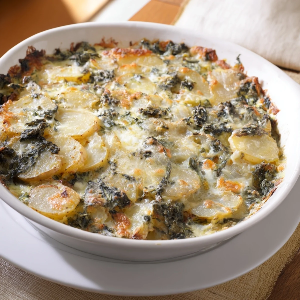 Herzhafte Spinach und Kartoffel Kastelruther, perfekt gebacken und wunderbar duftend frisch aus dem Ofen.